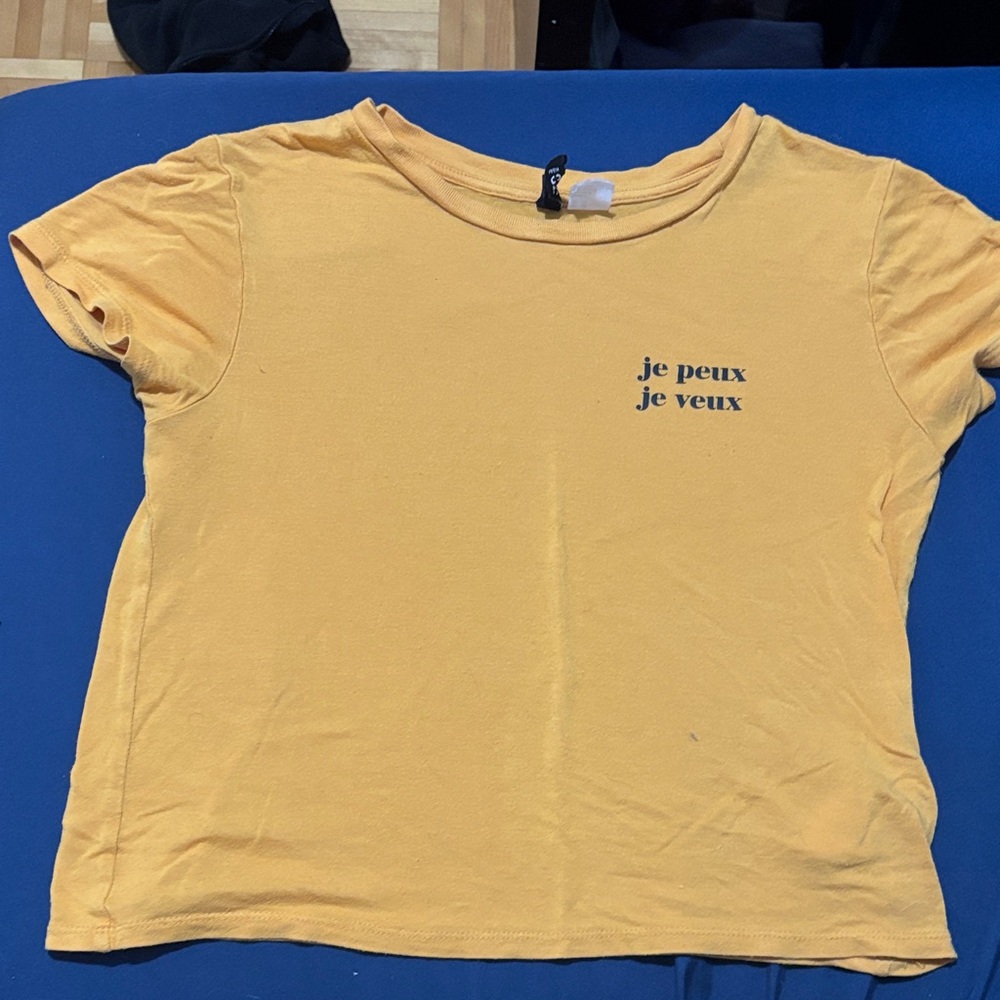 Divided Mustard Kids T-Shirt with French Text